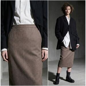 YOHJI YAMAMOTO Pencil Skirt tan gray cotton made in Italy size 48 32